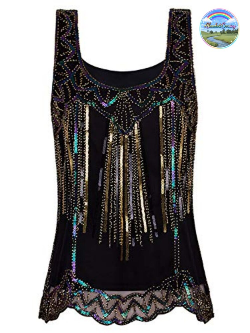 Vijiv Beaded Sequin Sparkly Embellished Tank Top Flapper Vest Party
